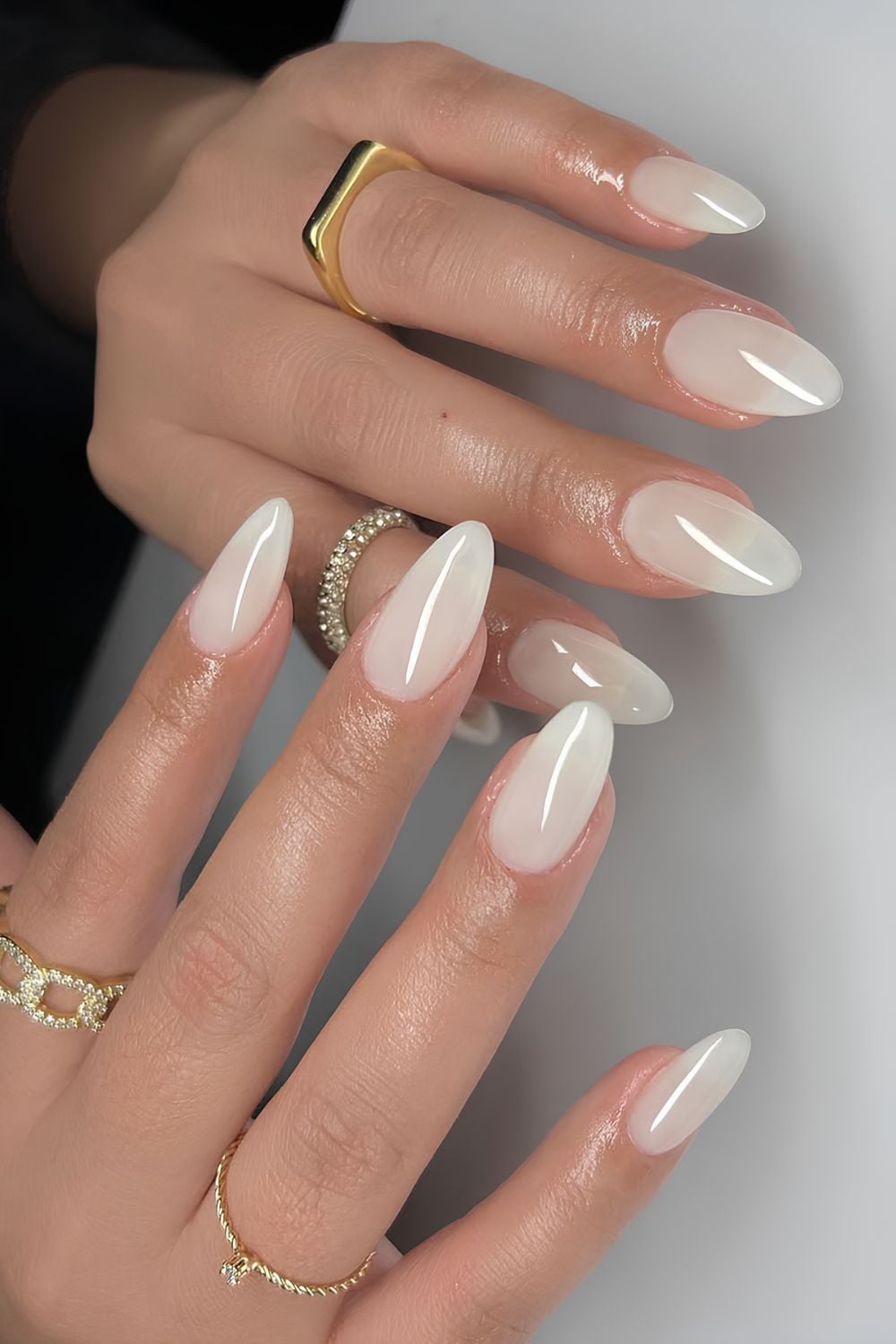 Solid milky white manicure