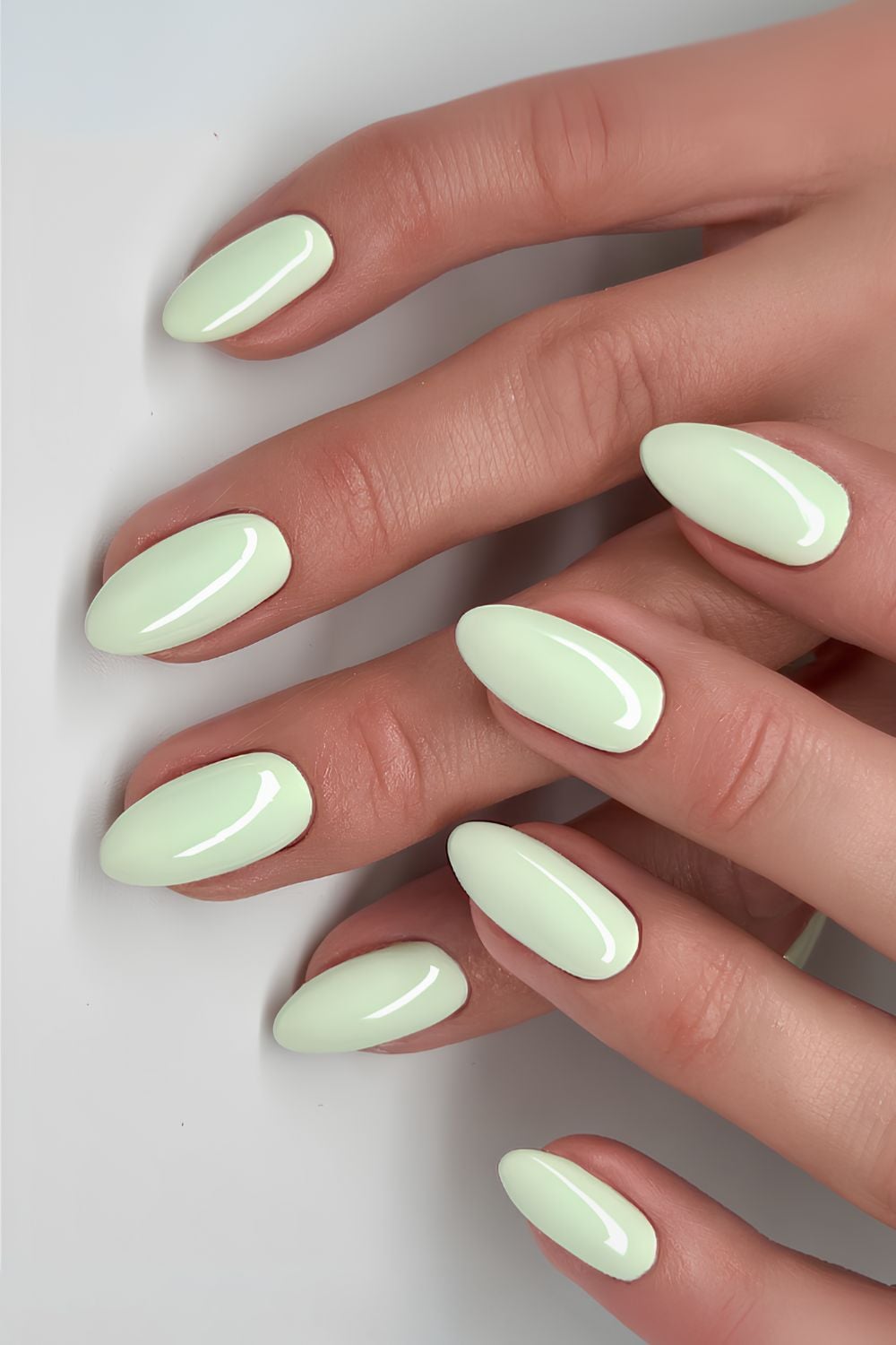 Solid mint green nails