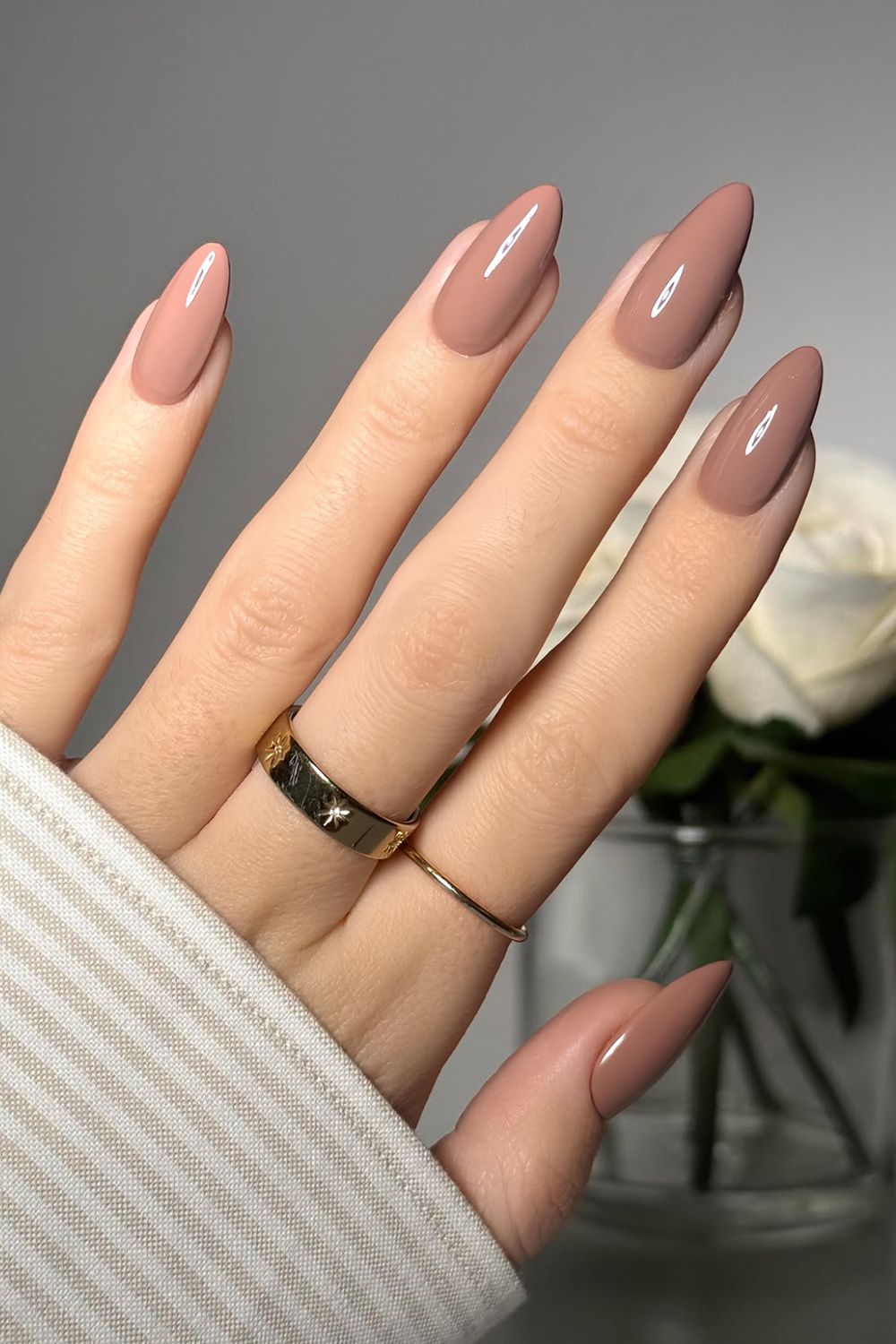 Solid mocha mousse manicure