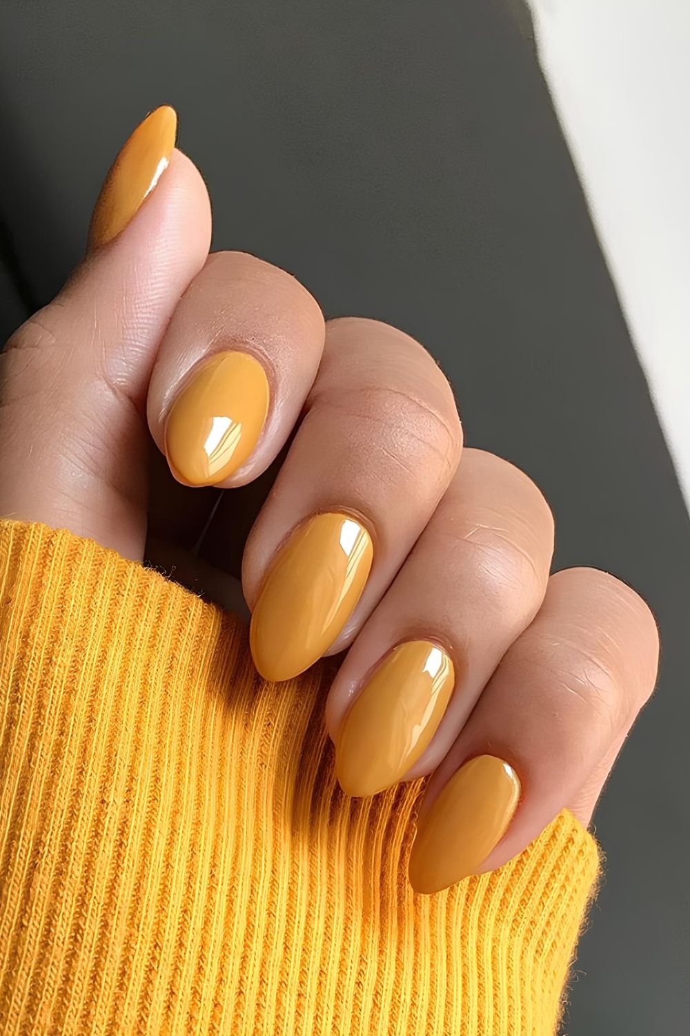 Solid mustard yellow nails