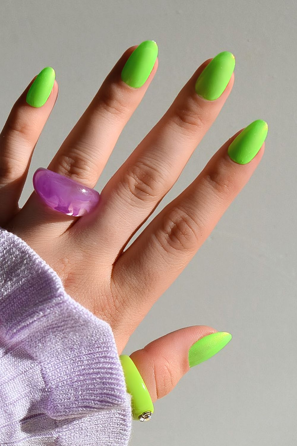 Solid neon green nails