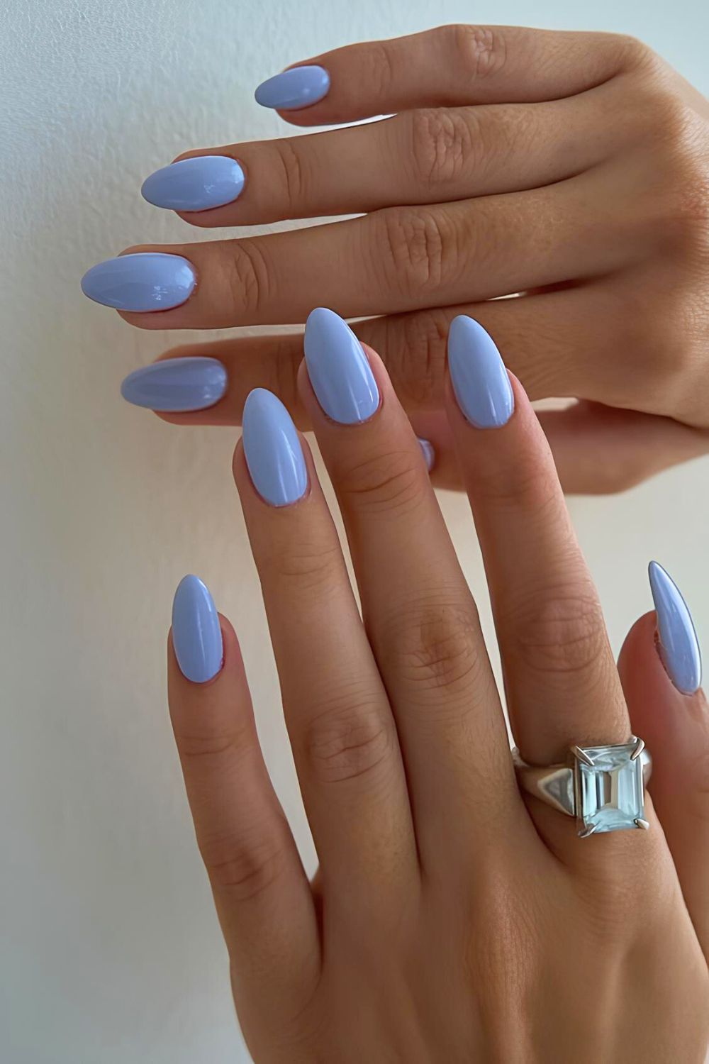 Solid sky blue nails