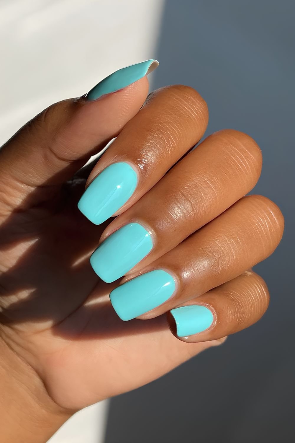 Solid tiffany blue nails