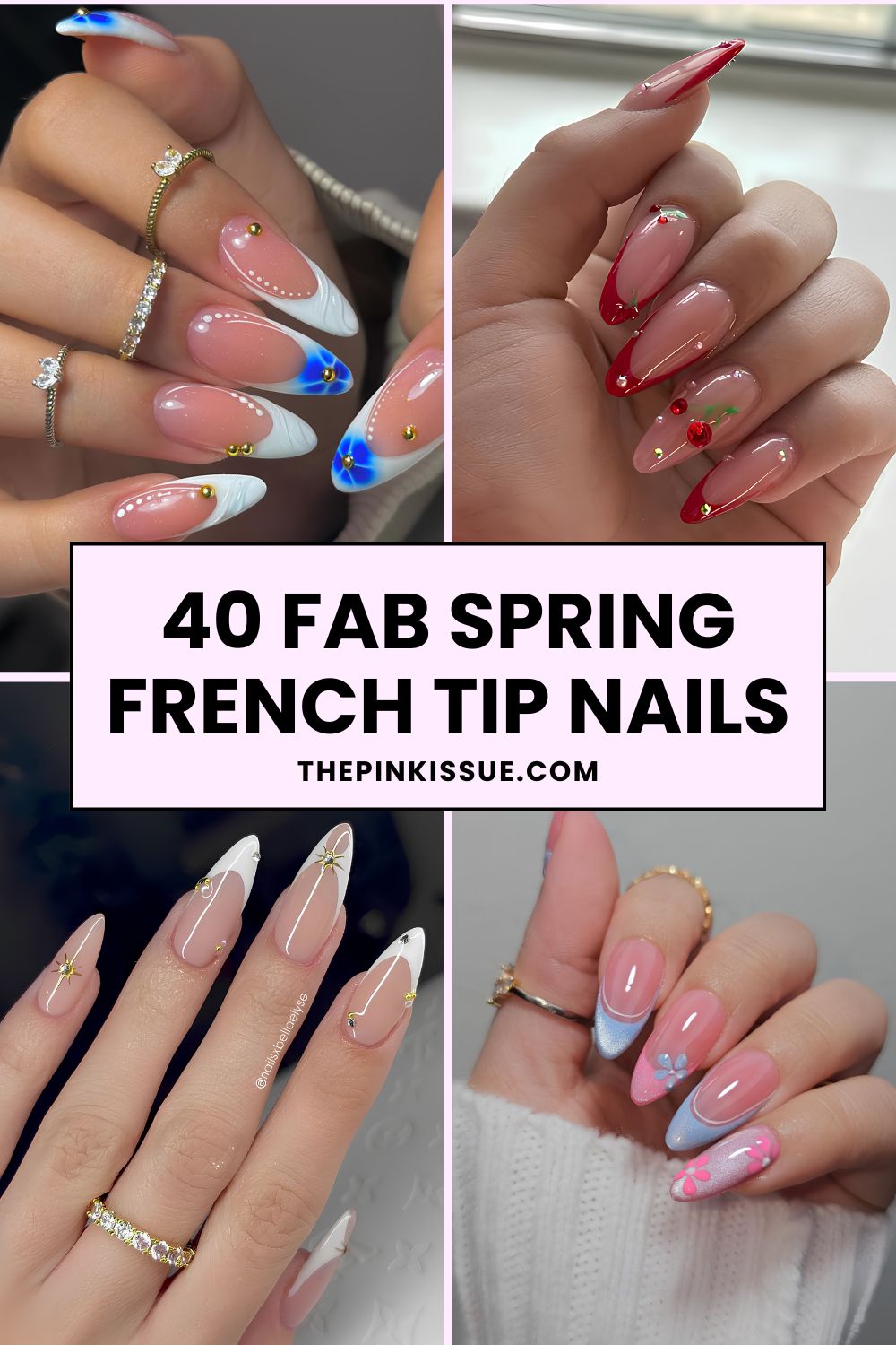 Spring French tip nail designs Pinterest