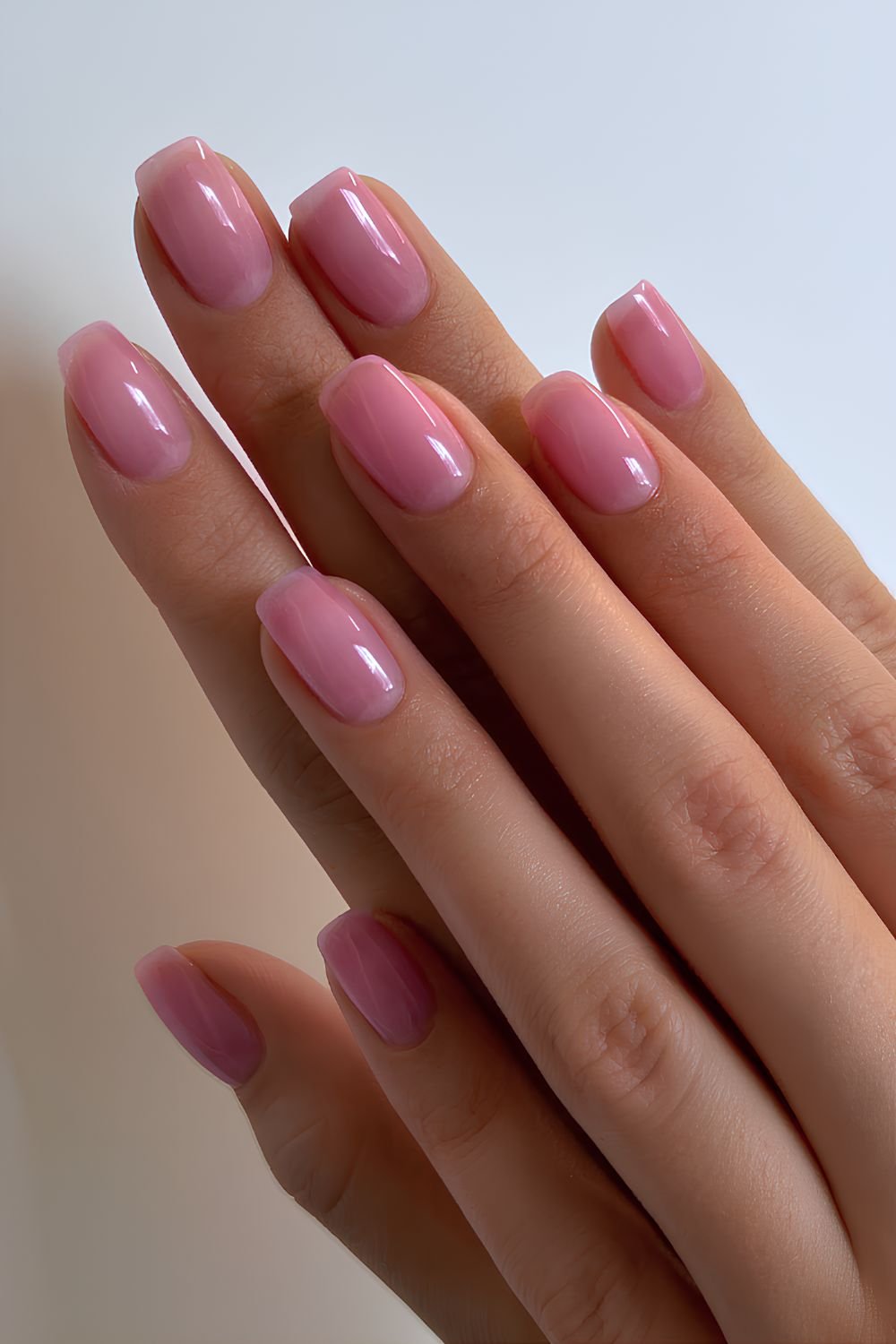 Squoval shaped rose water nails