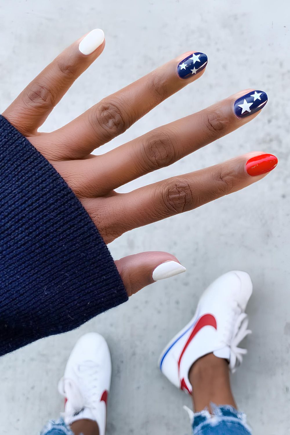 Star nails in American flag colors