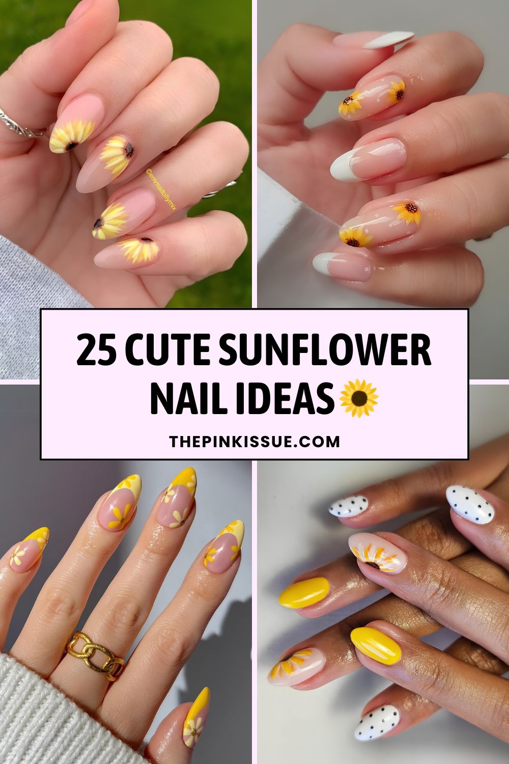 Sunflower nail designs Pinterest
