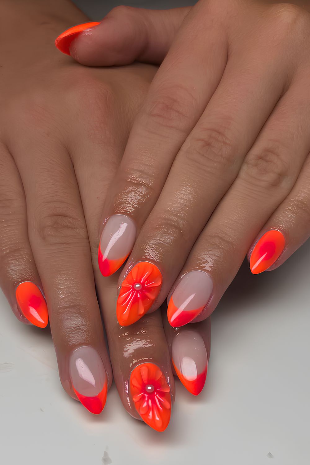 Sunset inspired neon nails