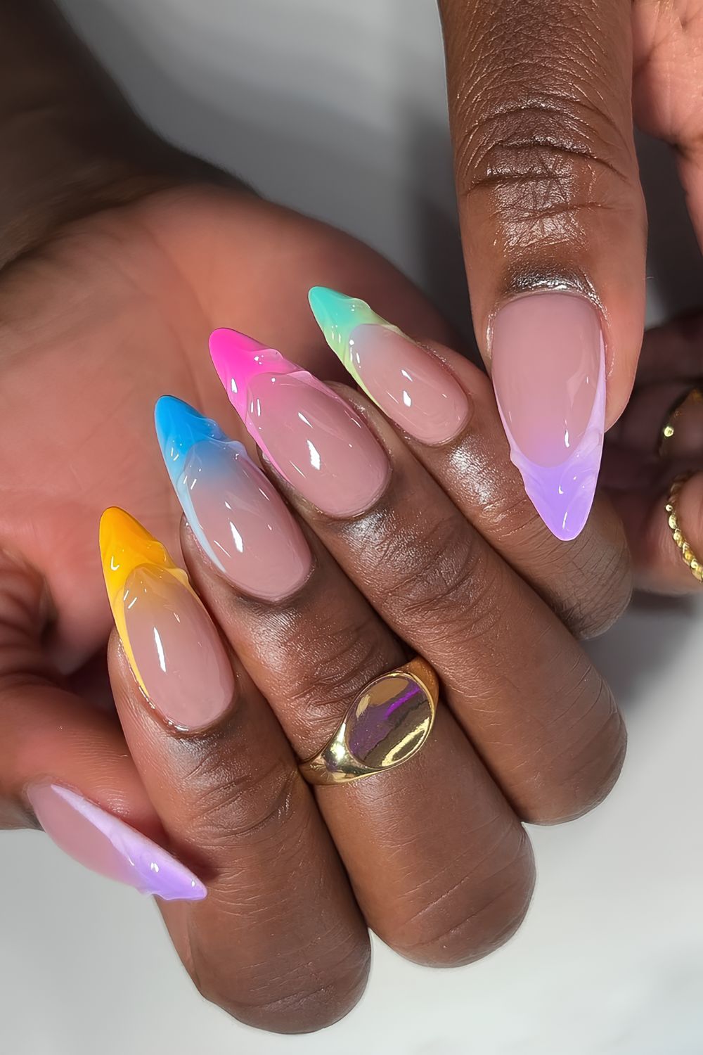 Textured 3d colorful French tips