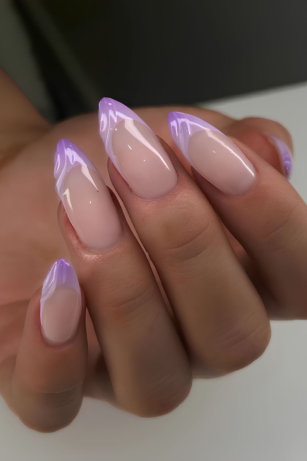 Textured purple French mani