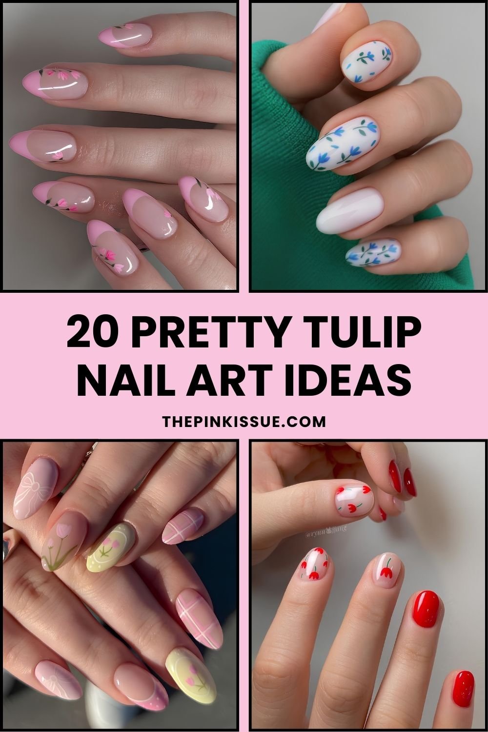 Tulip nail art ideas Pinterest