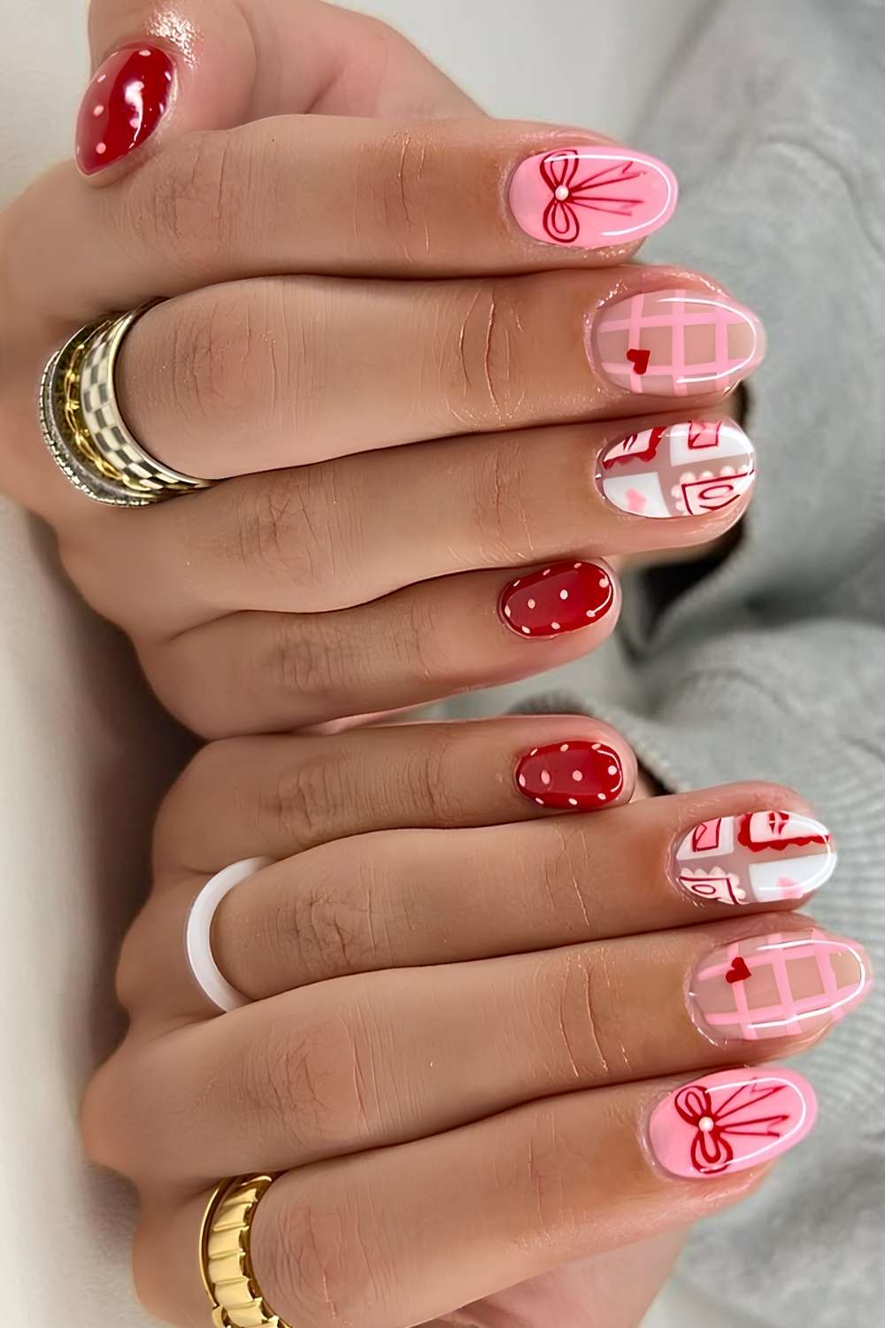 Valentines Day mix and match nails