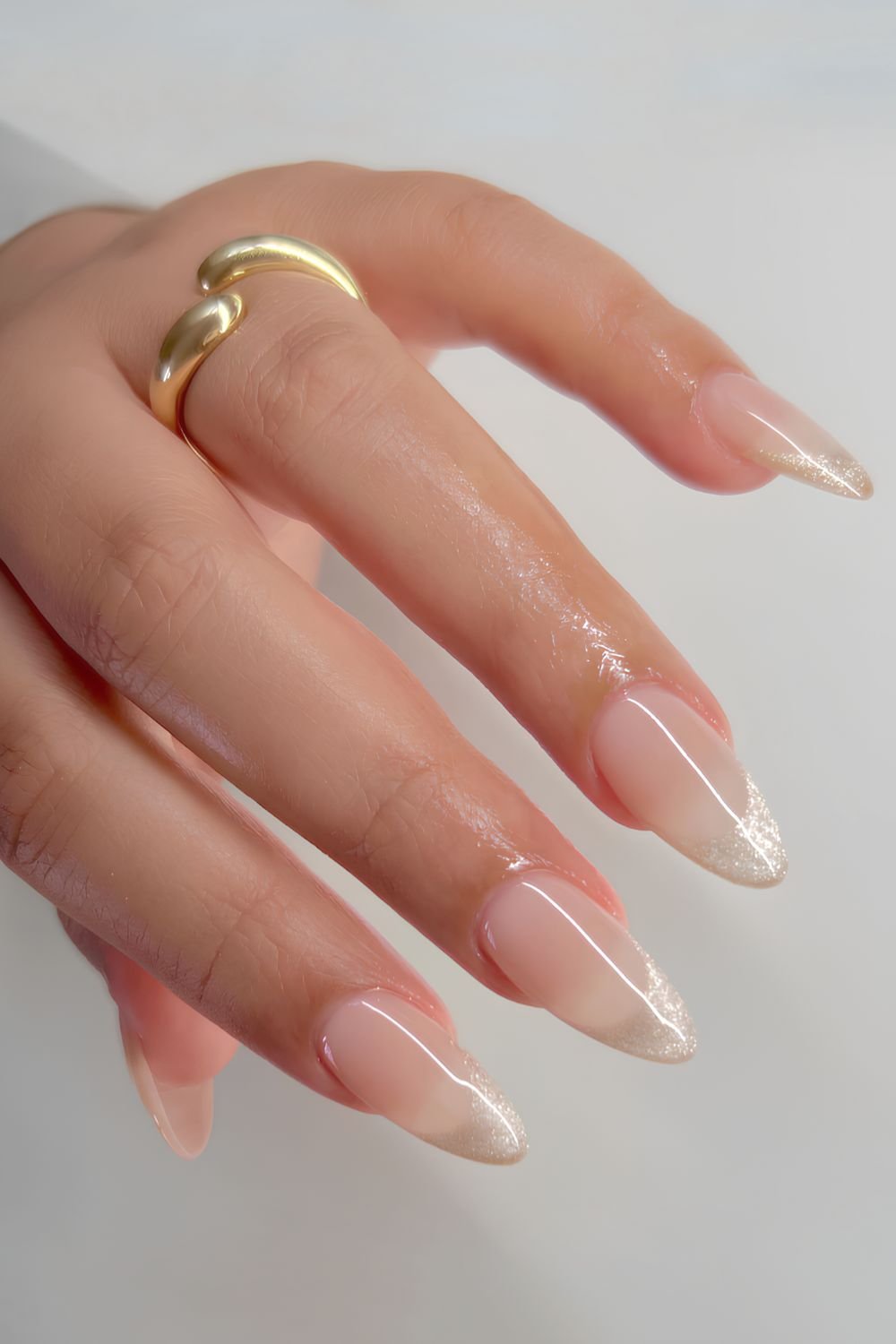 White cat eye French manicure