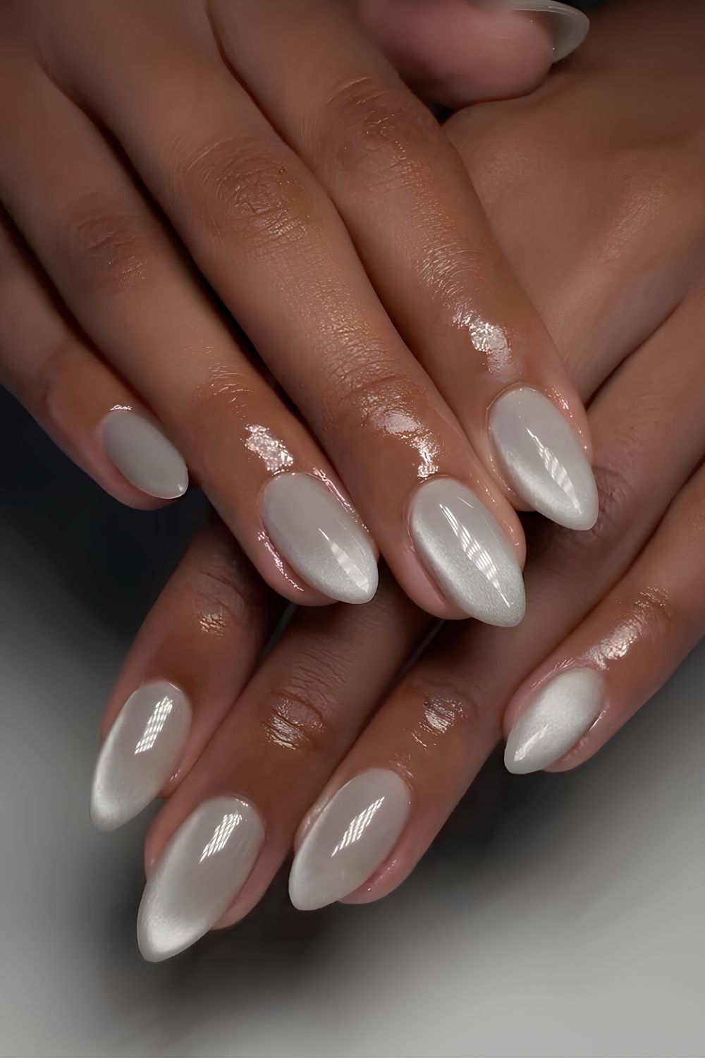 White glass cat eye nails