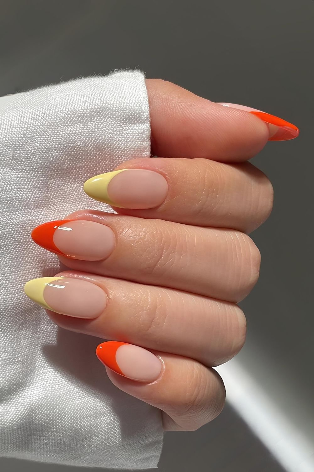Yellow and orange french tips