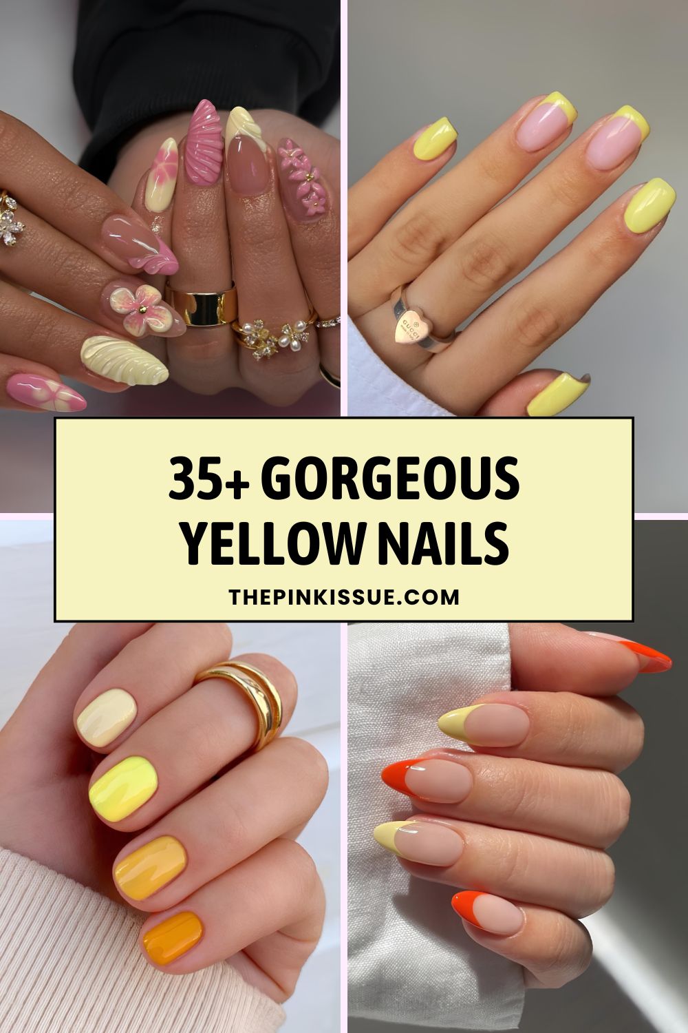 Yellow nail designs pinterest