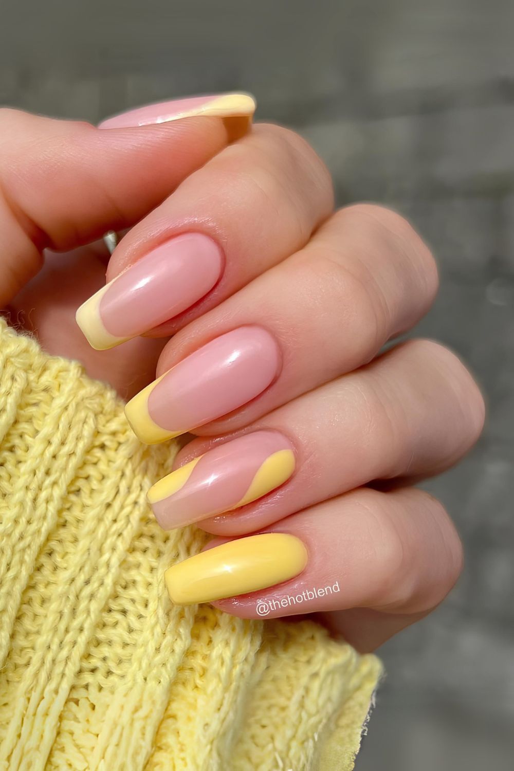 Yellow negative space nails
